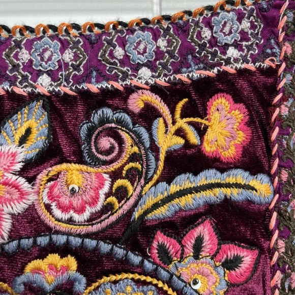 Free People Floral Embroidered Velvet Beaded Strapless Top - Picture 8 of 8